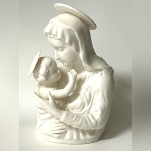 VTG Madonna & Child White Ceramic Religious Christmas Decor Figurine Nightlight